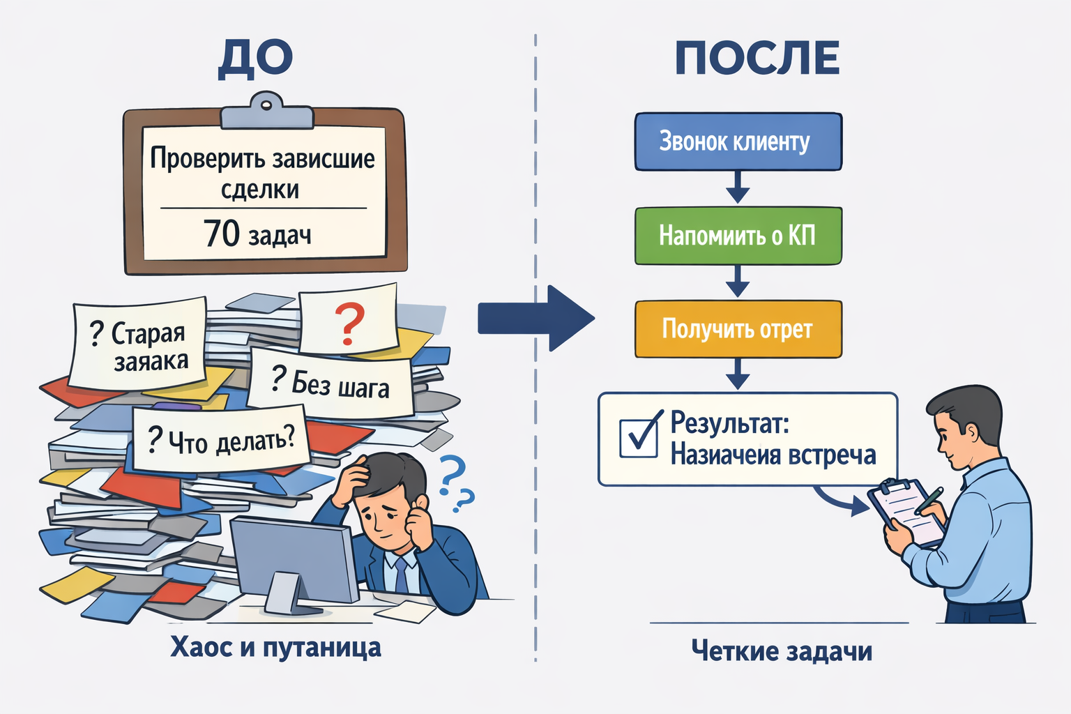 Ошибка 1. Ставить менеджерам общие задачи без привязки к событию
