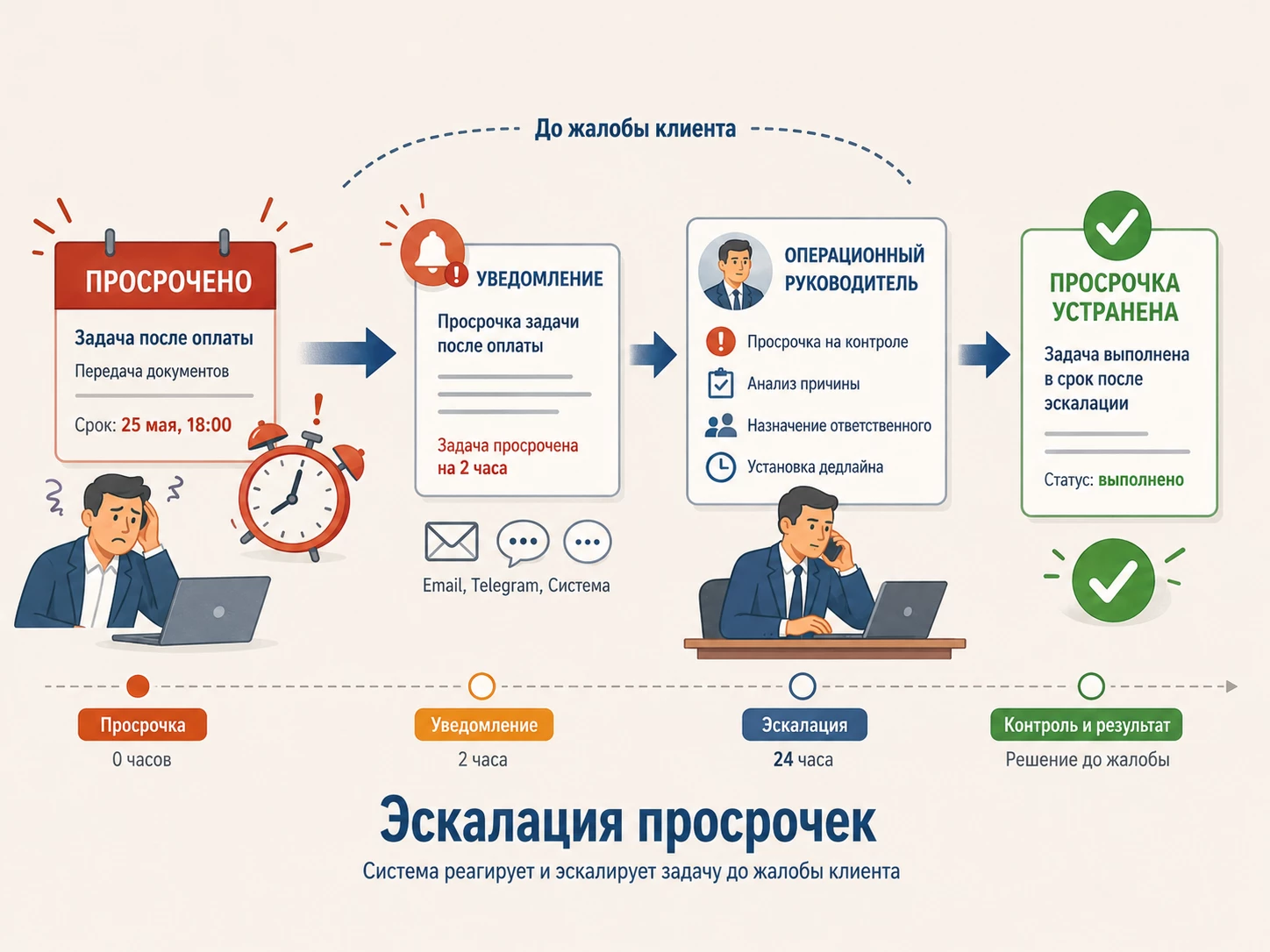 Пакет задач после оплаты по ролям
