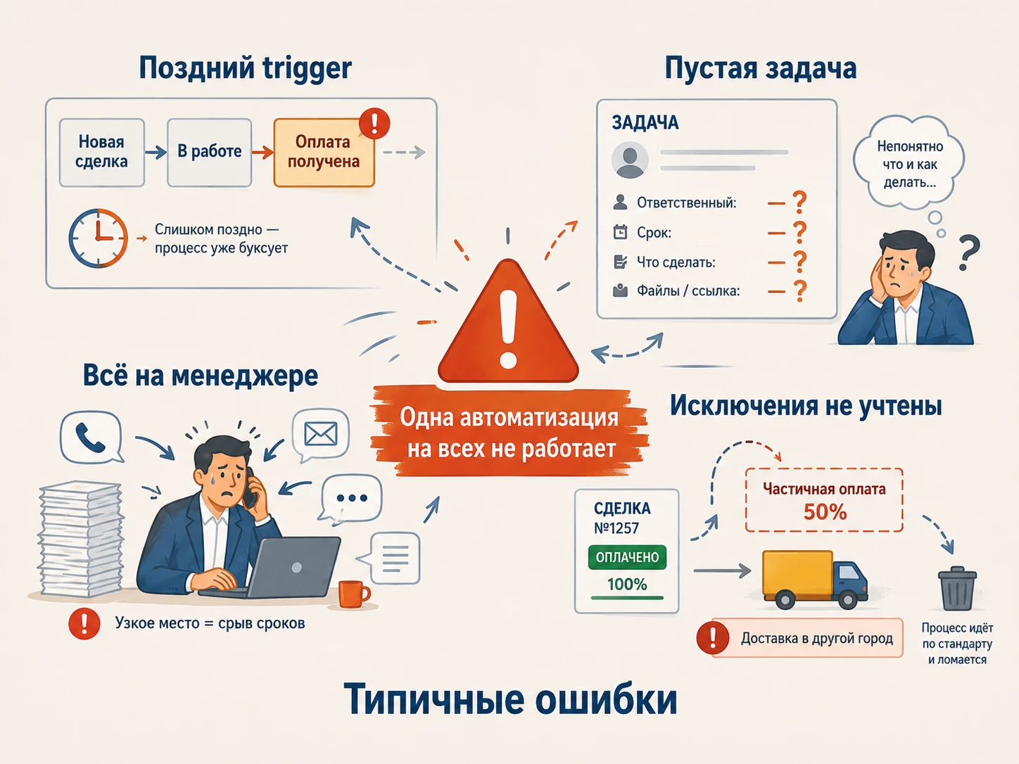 Правила назначения ответственных и дедлайнов после оплаты